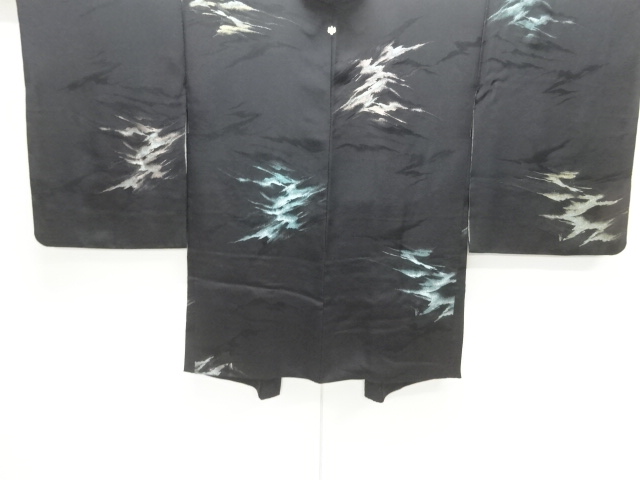 JAPANESE ANTIQUE HAORI / TAISHO ROMAN STYLE / SILK / WOVEN DISTANT MOUNTAINS